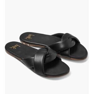 beek Black Cross-Strap Leather Sandals